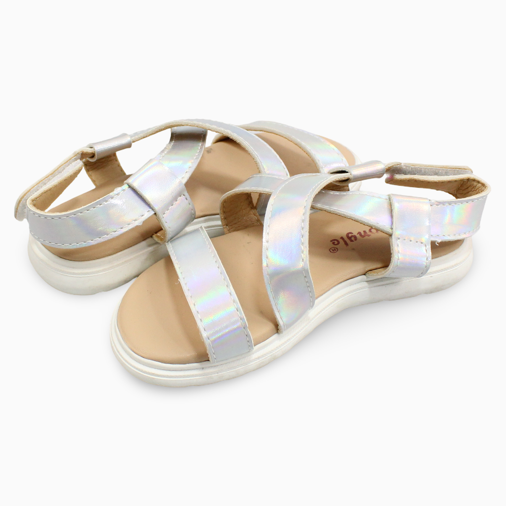 Girls Leather Sandals – Silver