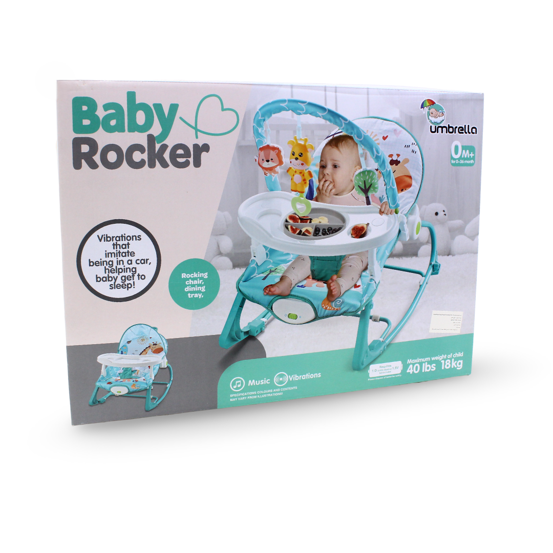 Umbrella Baby Rocker with Dining Tray – Pink