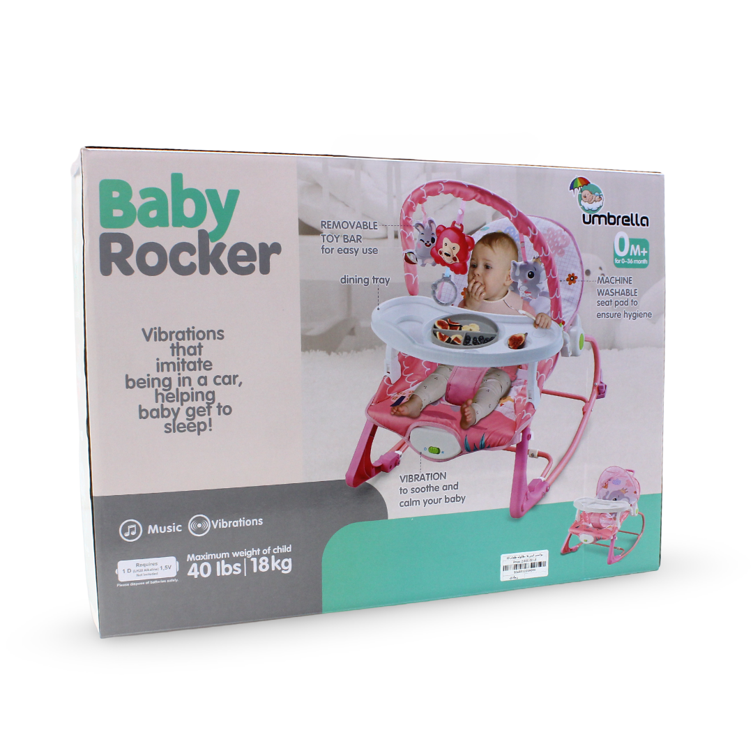 Umbrella Baby Rocker with Dining Tray – Turquoise