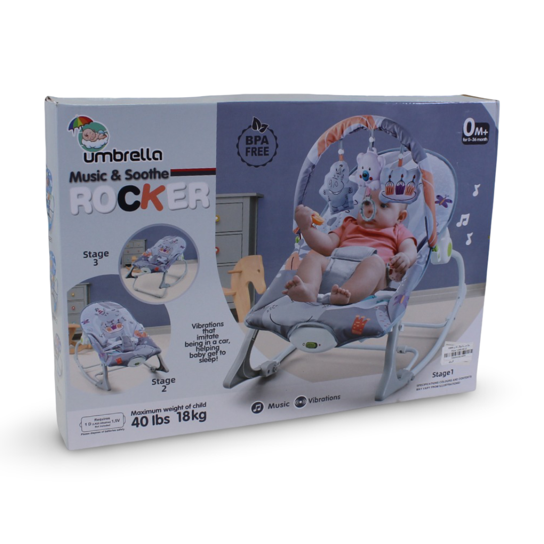 Umbrella Automatic Baby Rocker with Music – Blue