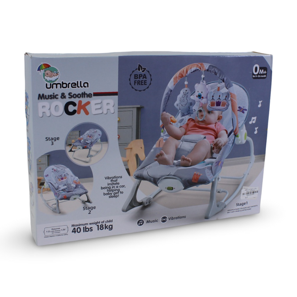 Umbrella Manual Baby Rocker with Music – Blue