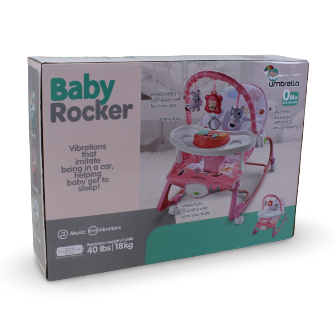 Umbrella Bouncer with Feeding Tray with Wheels – Mint