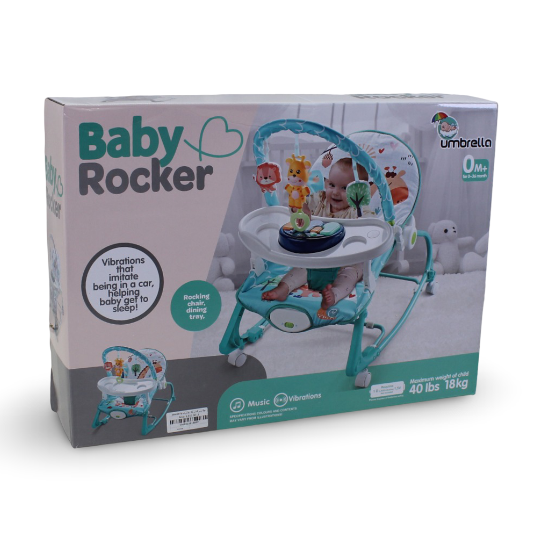 Umbrella Bouncer with Feeding Tray with Wheels – Mint