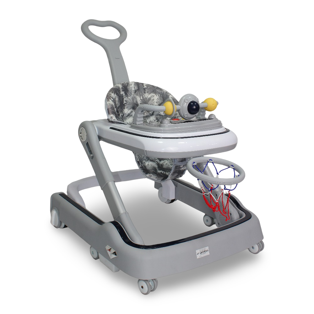First Step Baby Walker with Basketball Hoop - Grey - Baby Essentials - OKO
