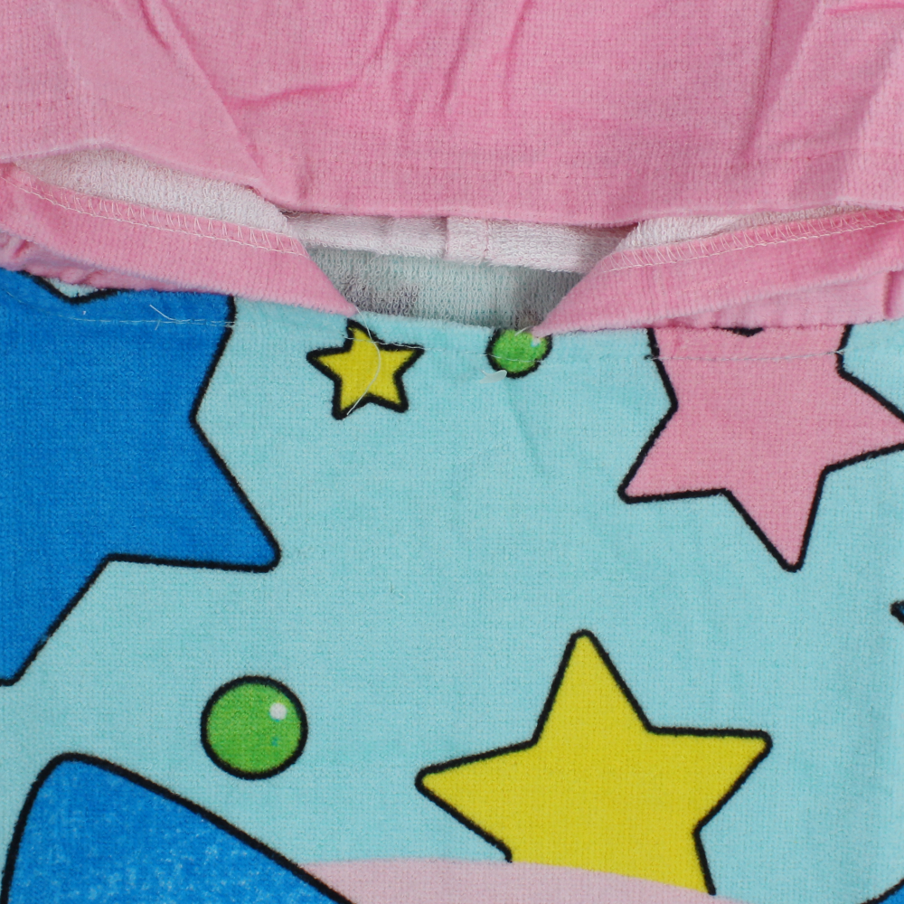 Girls Poncho Beach Towel with Hoodie - Pink with Cat Print