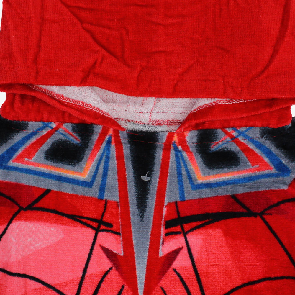 Boys Poncho Beach Towel with Hoodie – Red with Spiderman Print