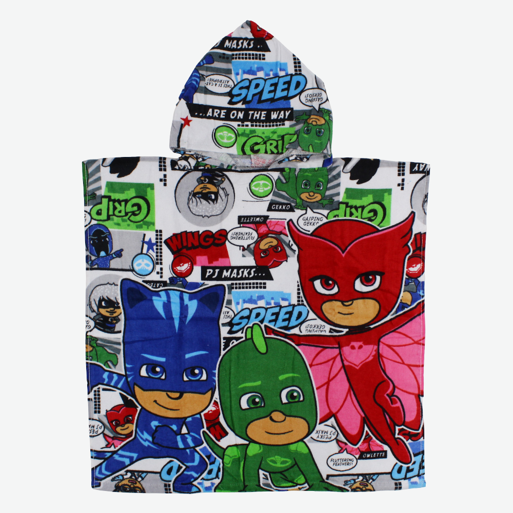 Boys Poncho Beach Towel with Hoodie – PJ Masks Print
