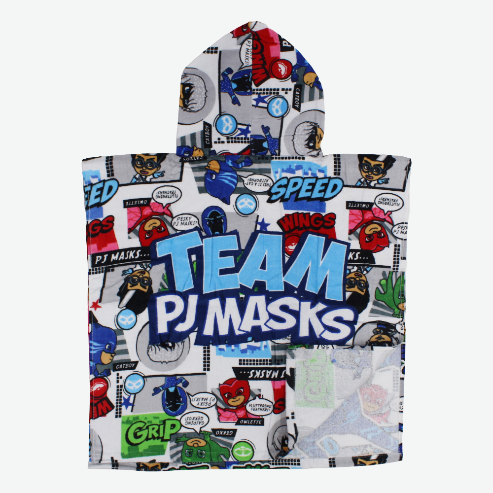 Boys Poncho Beach Towel with Hoodie – PJ Masks Print