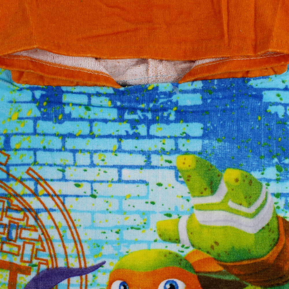 Boys Poncho Beach Towel with Hoodie – Green with Ninja Turtles Print