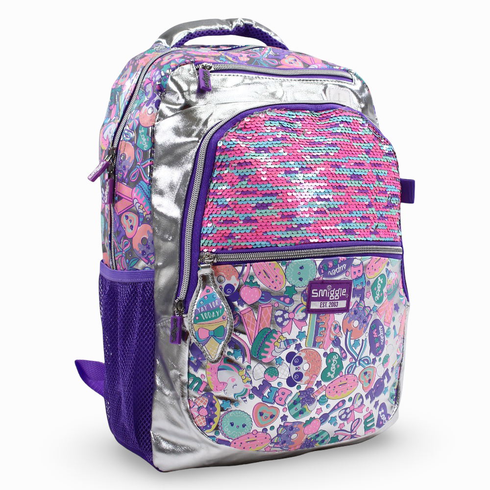 Smiggle Pinkish Sequin Backpack – 17 Inches