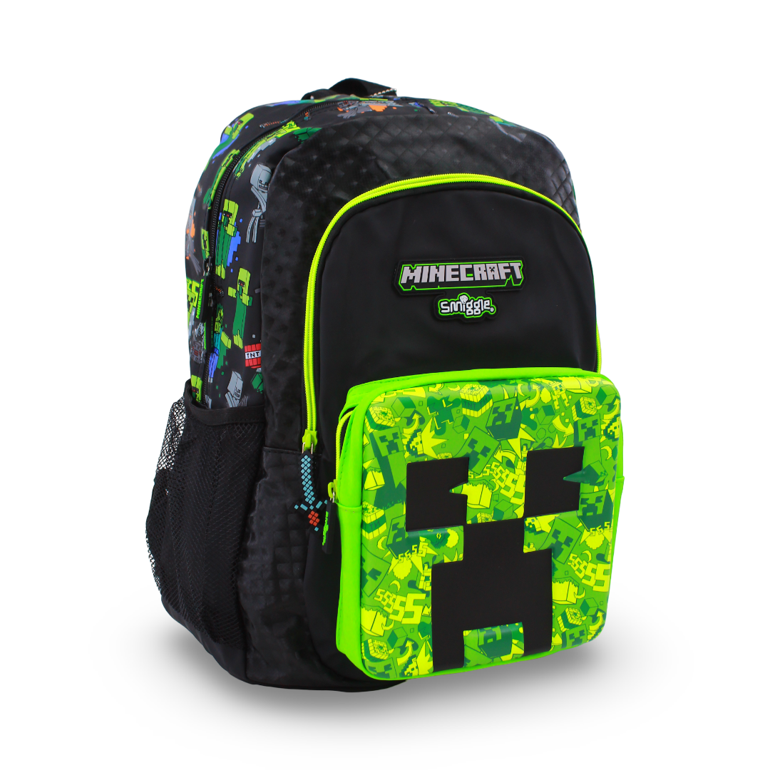 Smiggle Minecraft Backpack 17 Inches – Green & Black