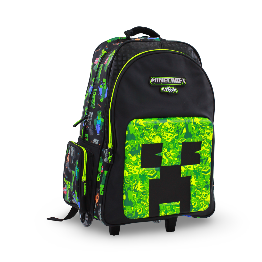 Smiggle Minecraft Trolley Backpack – Green & Black