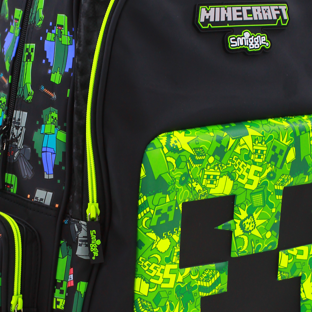 Smiggle Minecraft Trolley Backpack – Green & Black