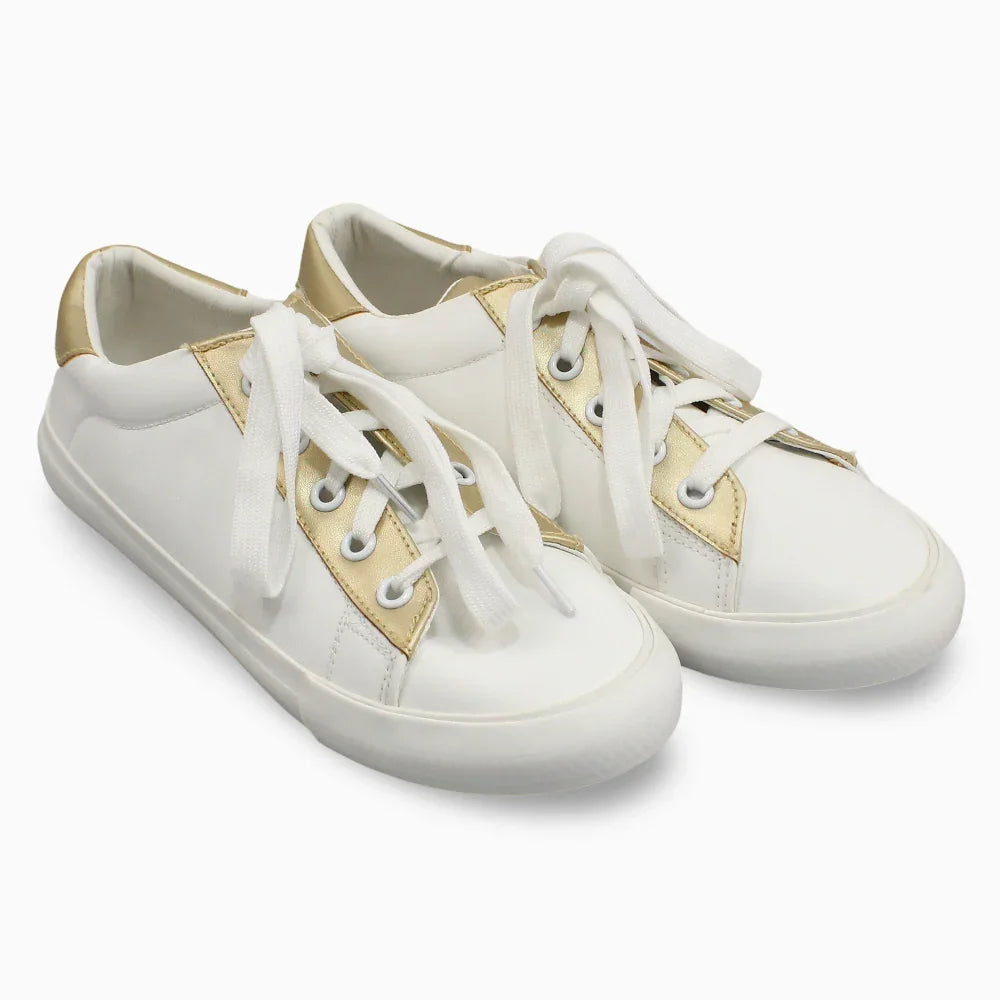 Girls Leather Shoes - White/Gold - Clothing - BeeFun