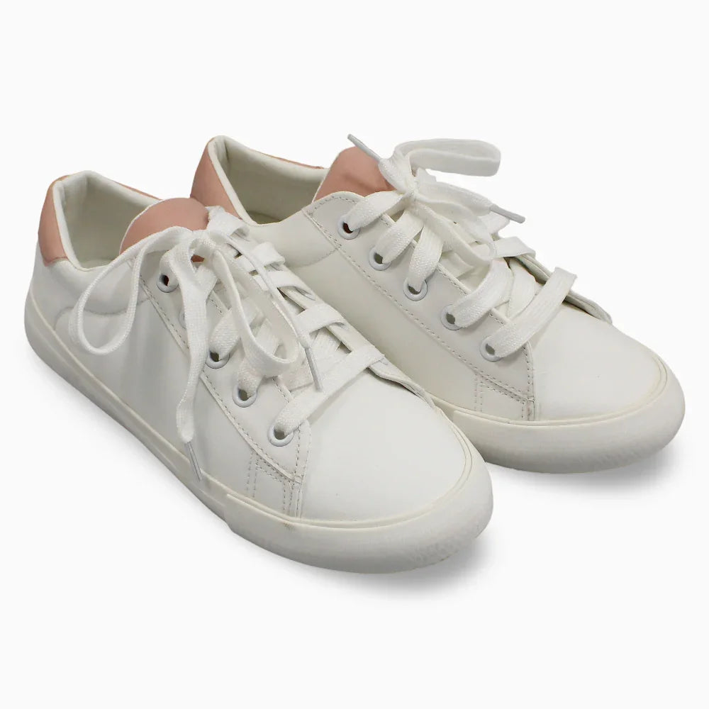 Girls Leather Shoes– White/Dustypink - Clothing - BeeFun