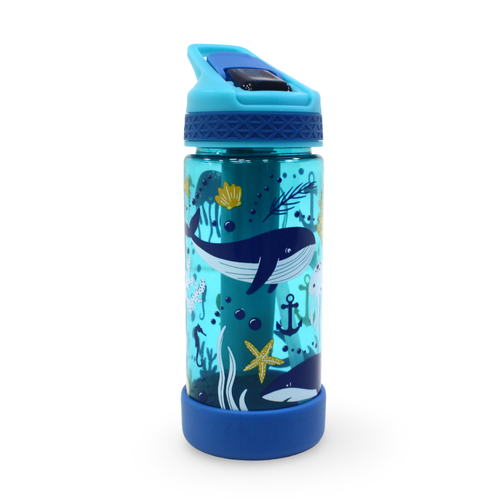 Cool Gear Kids Water Bottle 473ml – Blue with Whale Print - School - Bionear