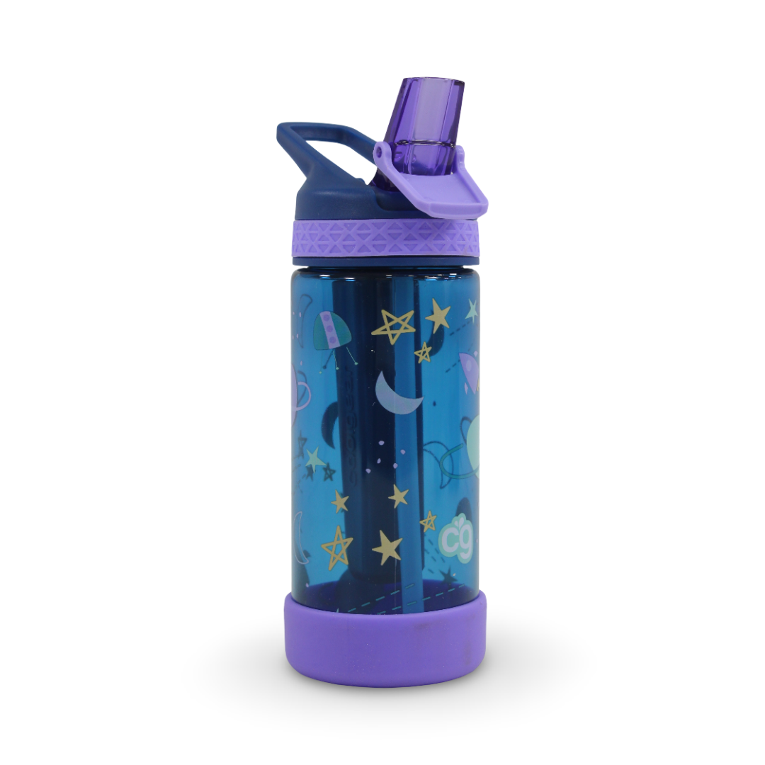 Kids Water Bottle 473ml – Blue & Purple with Space Print