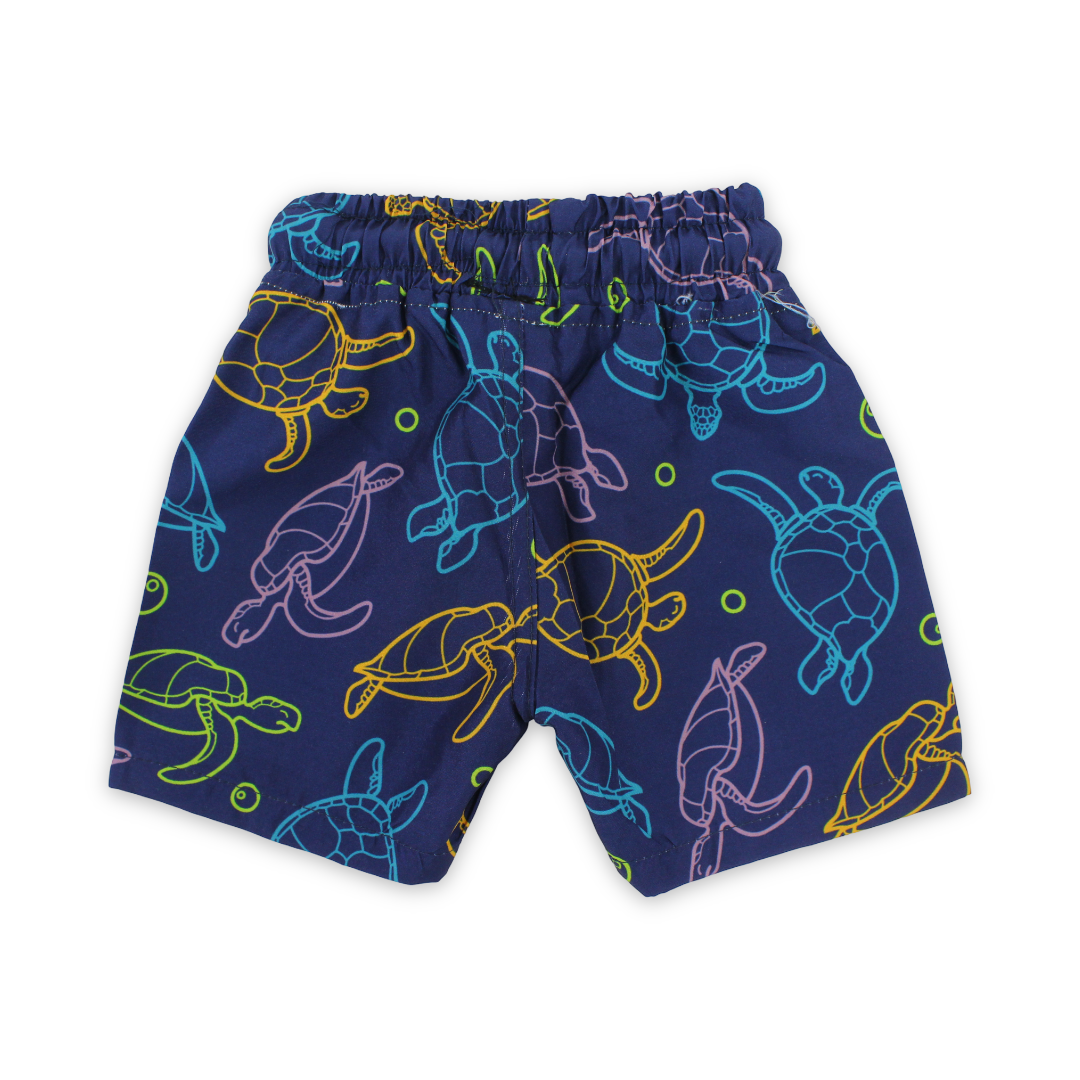 Baby Boys Swim Trunks – Navy with Turtles Print