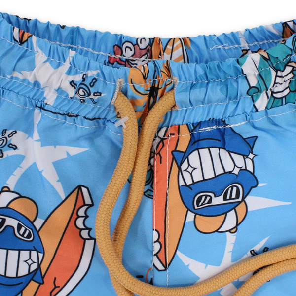 Baby Boys Swim Trunks – Baby Blue with Sharks Print