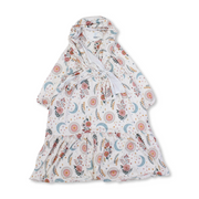 Girls Cotton Isdal – Off-White with Rose & Crescent Print