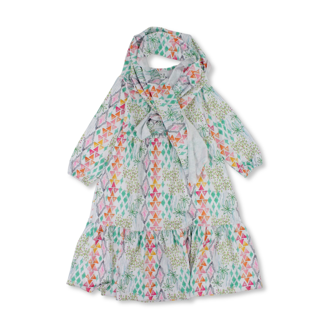 Girls Cotton Patterned Isdal – Off-White - Clothing - Kaftan