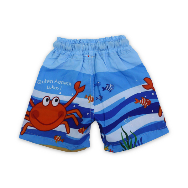 Baby Boys Swim Trunks – Baby Blue with Crab Print