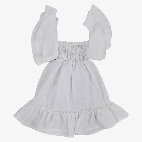 Baby Girls White Ruffled Shoulders Dress