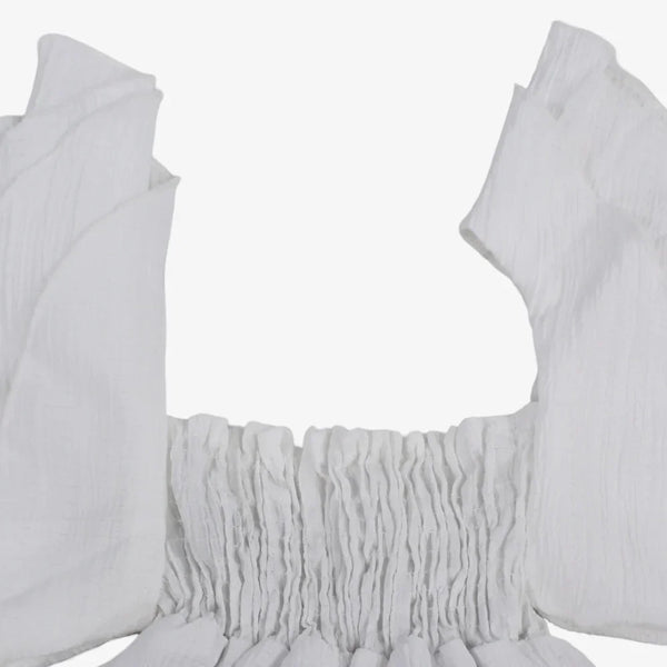Baby Girls White Ruffled Shoulders Dress