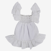Baby Girls White Ruffled Shoulders Dress