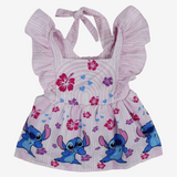 Baby Girls Cotton Dress – Light Pink with Stitch Print