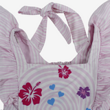 Baby Girls Cotton Dress – Light Pink with Stitch Print