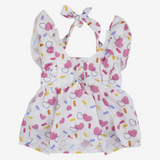 Baby Girls Cotton Dress – Off-white with Stitch Print