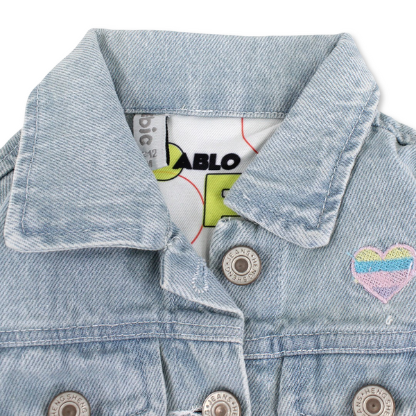 Baby Girls Denim Jacket – Light Blue with Unicorn Embroidery