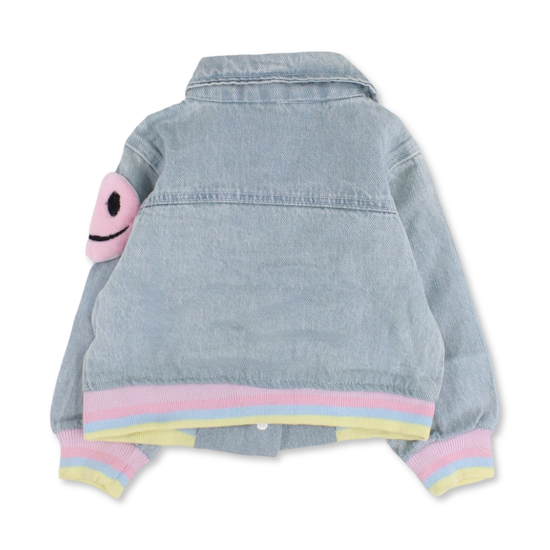 Baby Girls Denim Jacket – Light Blue with Unicorn Embroidery