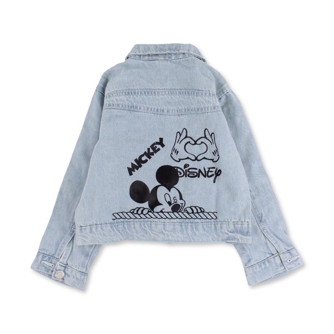 Unisex Baby Denim Jacket – Light Blue with Mickey Mouse Print