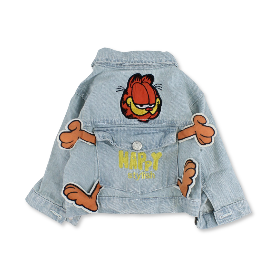 Unisex Baby Denim Jacket – Light Blue with Garfield Embroidery