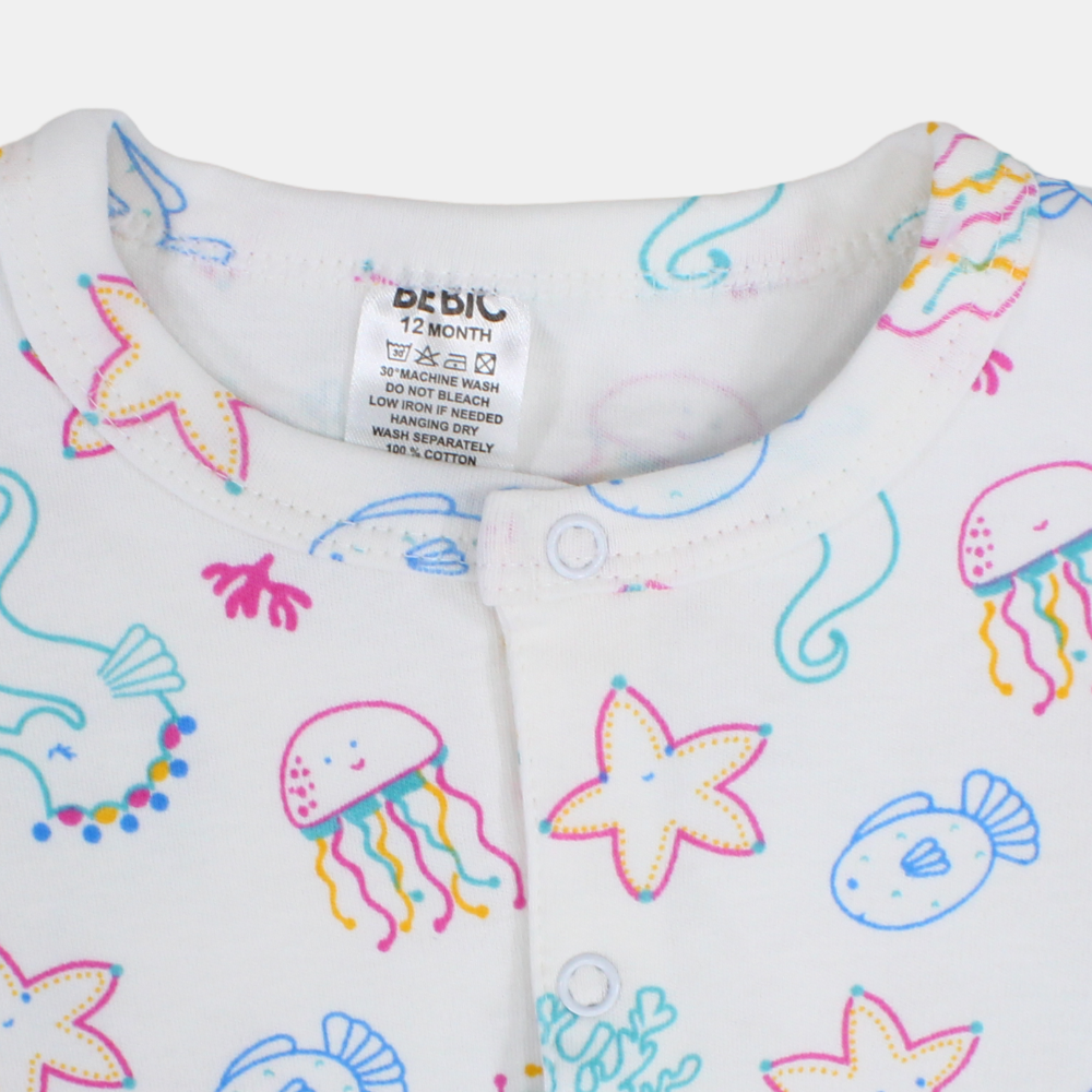 Baby Girls Cotton Romper - Under the Sea Design