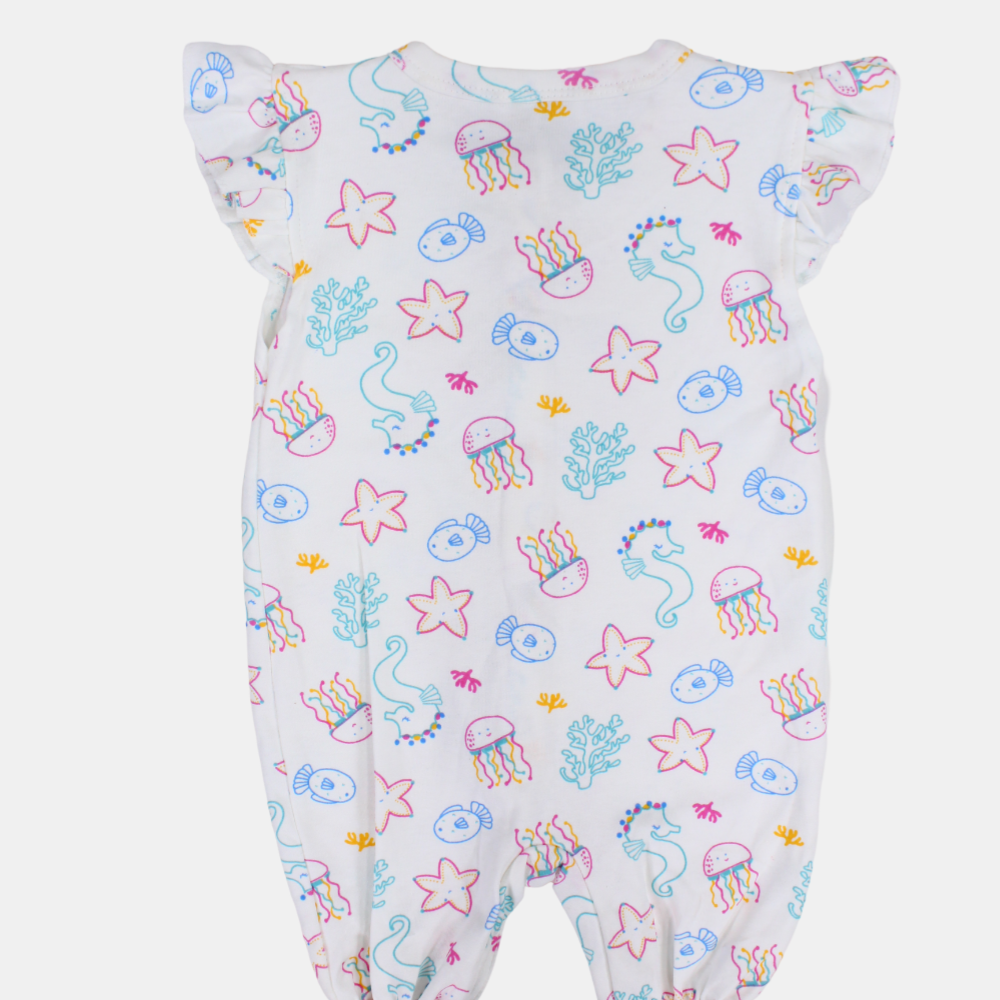 Baby Girls Cotton Romper - Under the Sea Design
