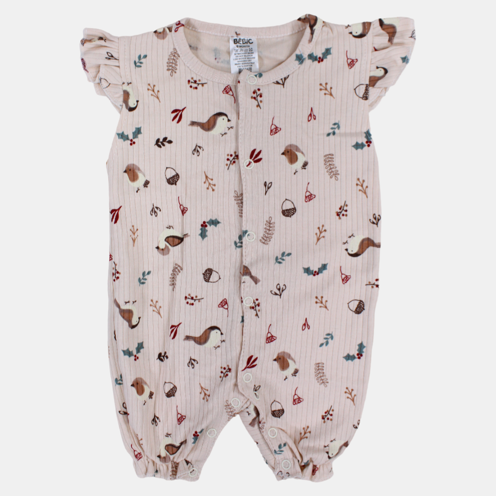 Baby Girls’ Cotton Romper Romper – Beige