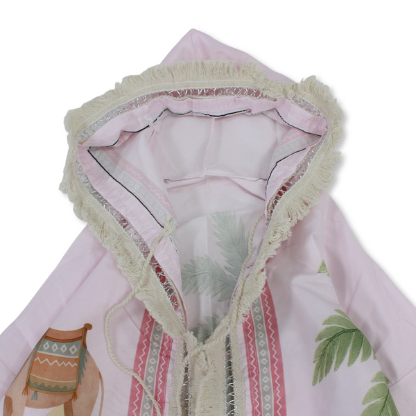 Ramadan Girls Hooded Kaftan – Pink with Hoopoe Print