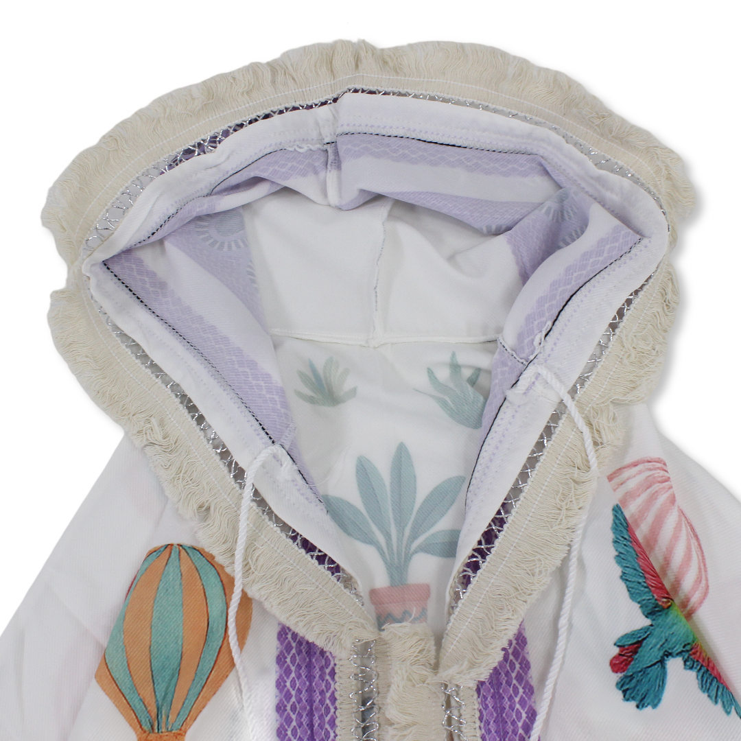 Ramadan Girls Kaftan – White with Desert Vibes Print