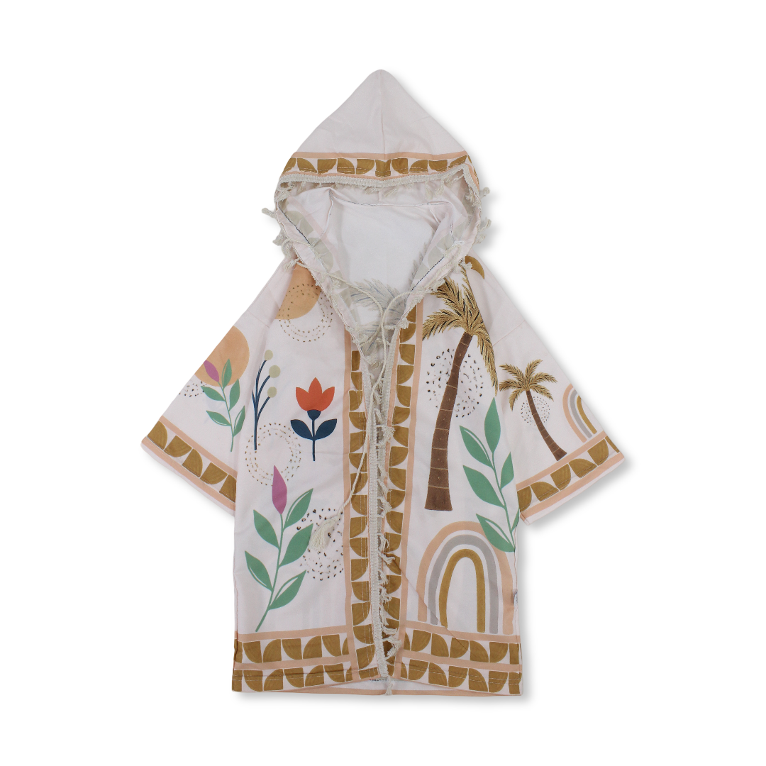 Ramadan Girls Kaftan – Salmon with Palm Print