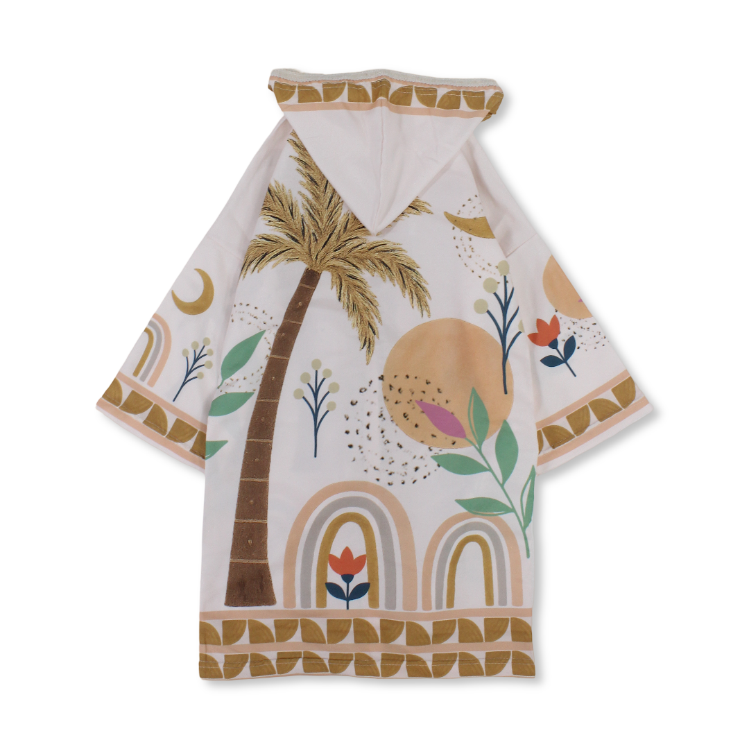 Ramadan Girls Kaftan – Salmon with Palm Print