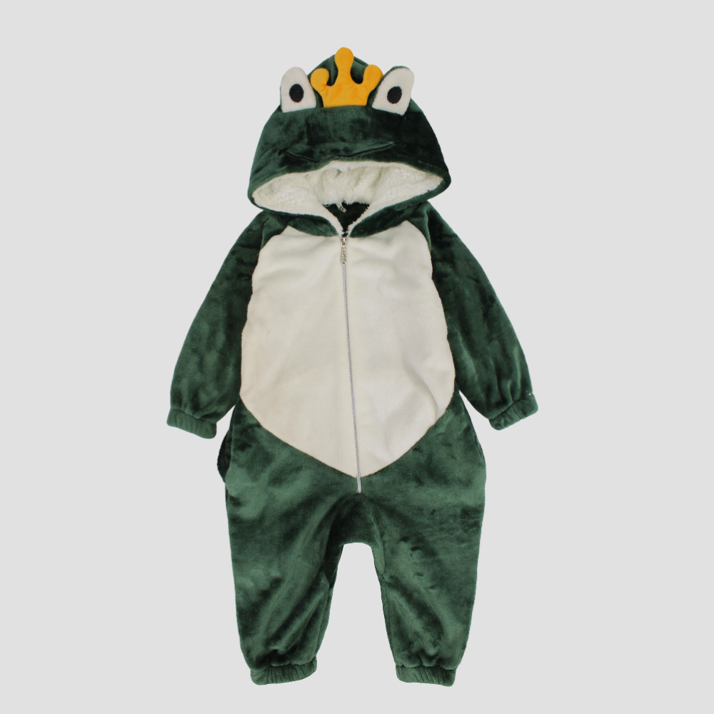 Prince Frog Long-Sleeved Fleeced Hooded Footless Onesie