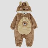 Brown Bunny Long-Sleeved Fleeced Hooded Footless Onesie