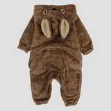 Brown Bunny Long-Sleeved Fleeced Hooded Footless Onesie