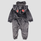 Cute Hippo Long-Sleeved Fleeced Hooded Footless Onesie