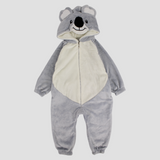 Smiling Koala Long-Sleeved Fleeced Hooded Footless Onesie