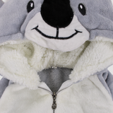 Smiling Koala Long-Sleeved Fleeced Hooded Footless Onesie