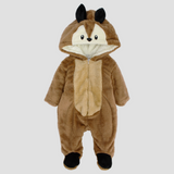 Little Fox Long-Sleeved Fleeced Hooded Baby Footie